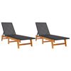 vidaXL Sdraio 2pz Nero e Marrone Polyrattan e Legno Massello di Acacia