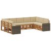 vidaXL Set di divani da esterno 9 pz Naturale e Beige Poliestere