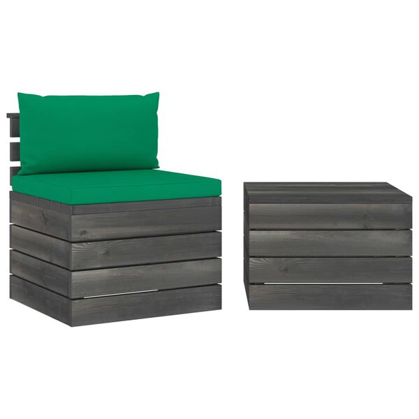 vidaXL Set Divani da Giardino su Pallet 2 pz con Cuscini Massello Pino