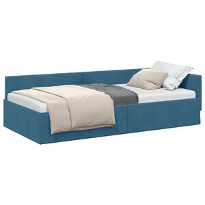 vidaXL Cornice del letto ad angolo con testiera Blu 80 cm x 200 cm