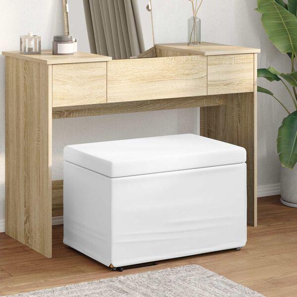 vidaXL Pouf Bianco Pelle Sintetica e Legno Ingegnerizzato