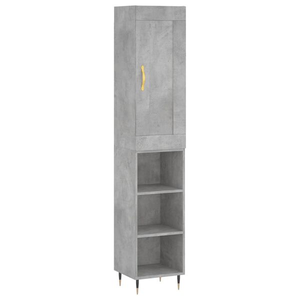 vidaXL Credenza Grigio Cemento 34,5x34x180 cm in Legno Multistrato