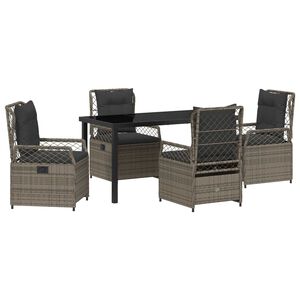 vidaXL Set da Pranzo per Giardino 5 pcs Grigio polyrattan