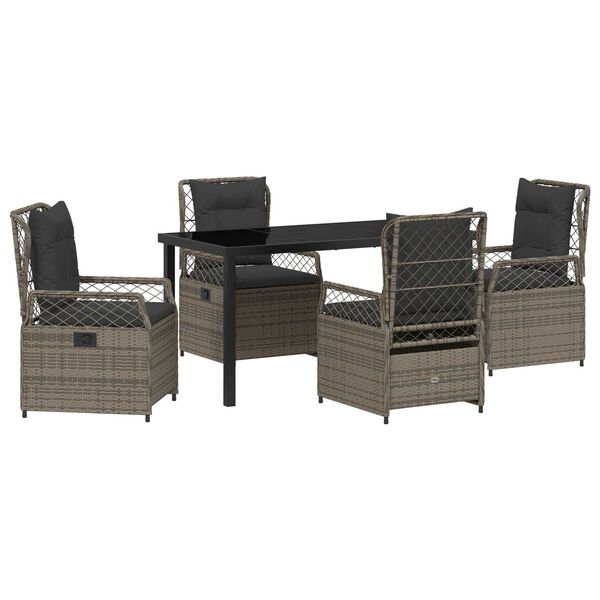 vidaXL Set da Pranzo per Giardino 5 pcs Grigio polyrattan