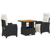 vidaXL Set da Pranzo da Giardino 3 pz con Cuscini Nero in Polyrattan