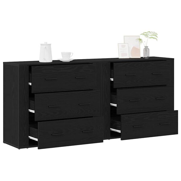 vidaXL Credenza Rovere Nero 160 x 33 x 70 cm Legno multistrato