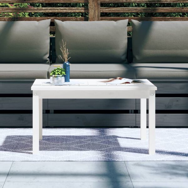 vidaXL Tavolo da Giardino Bianco 82,5x50,5x45 cm Legno Massello Pino