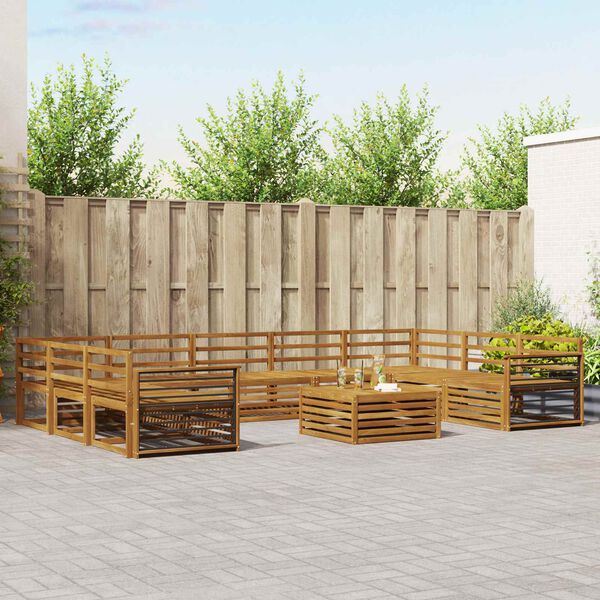vidaXL Set divani 10 pcs Naturale Legno di Acacia Massello