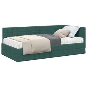 vidaXL Struttura Letto Angolare con Materasso 2 pcs Verde Velluto
