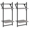 vidaXL Mensole a Parete con Aste 2pz Grigio Sonoma 30x25x65 cm