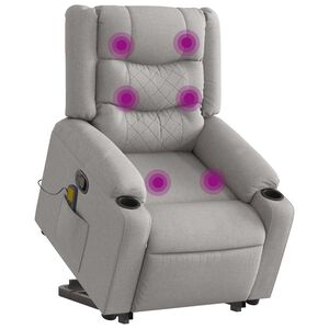 vidaXL Poltrona Alzapersona Massaggi Reclinabile Grigio Nuvola Tessuto