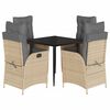vidaXL Set da Pranzo da Giardino 5 pz con Cuscini Beige in Polyrattan