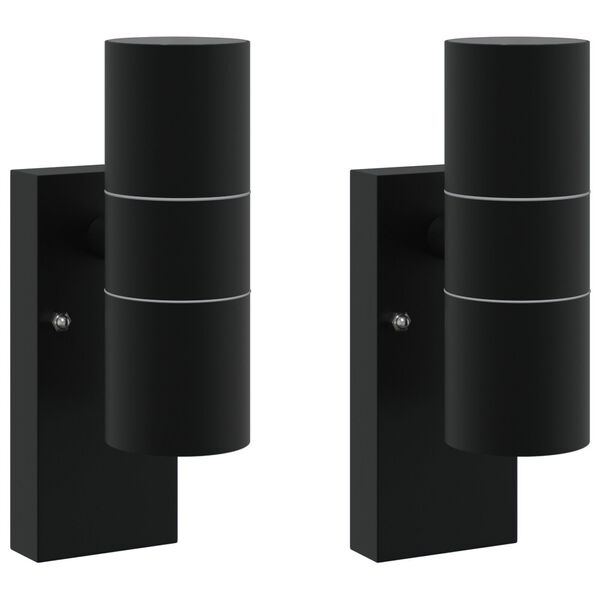 vidaXL Lampade da Parete Esterne 2 pcs Nero 7 x 10 x 22 cm