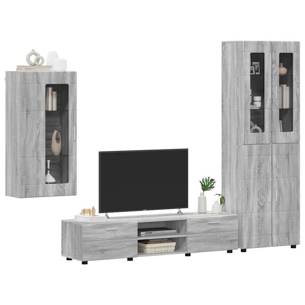 vidaXL Set mobile TV con porta FLORIN Grigio Sonoma Legno multistrato