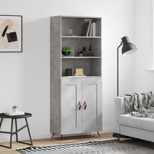 vidaXL Credenza Grigio Cemento 69,5x34x180 cm in Legno Multistrato