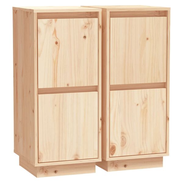vidaXL Credenze 2 pz 31,5x34x75 cm in Legno Massello di Pino