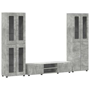 vidaXL Set mobile TV FLORIN 3 pz Grigio cemento Legno ingegnerizzato