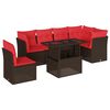 vidaXL Set Divani da Giardino 7 pz con Cuscini Marrone in Polyrattan