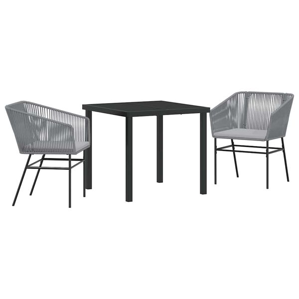 vidaXL Set da Pranzo per Giardino con cuscino 3 pcs Grigio