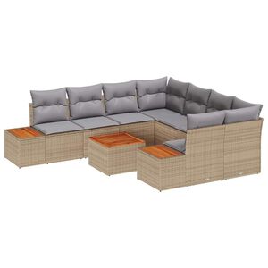 vidaXL Set Divano da Giardino con cuscino 9 pcs Beige Poly Rattan