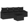 vidaXL Set di divani con cuscino 5 pcs Nero polyrattan