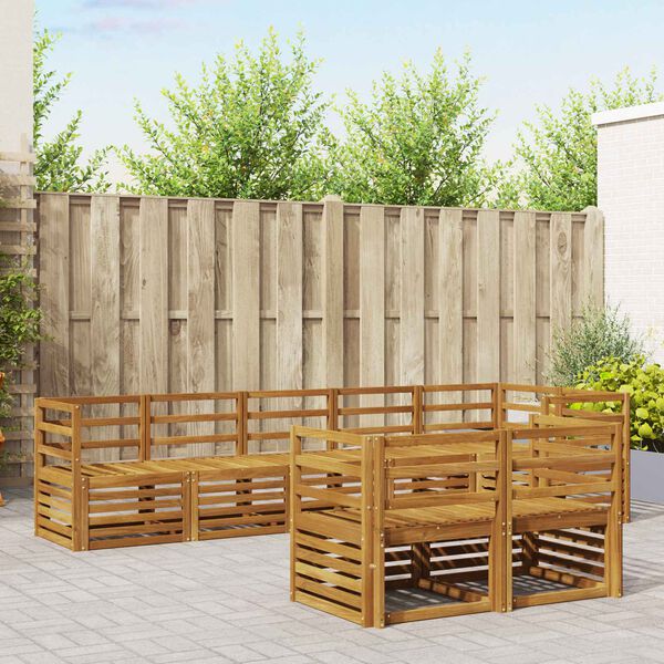 vidaXL Set divani 8 pcs Naturale Legno di Acacia Massello