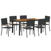 vidaXL Set da Pranzo per Giardino 7 pz Nero polyrattan