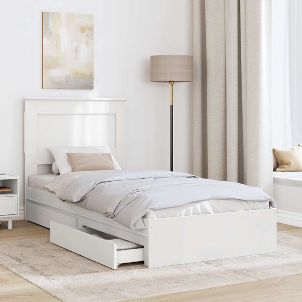 vidaXL Letto con Contenitore Bianco 75 x 190 cm Legno multistrato