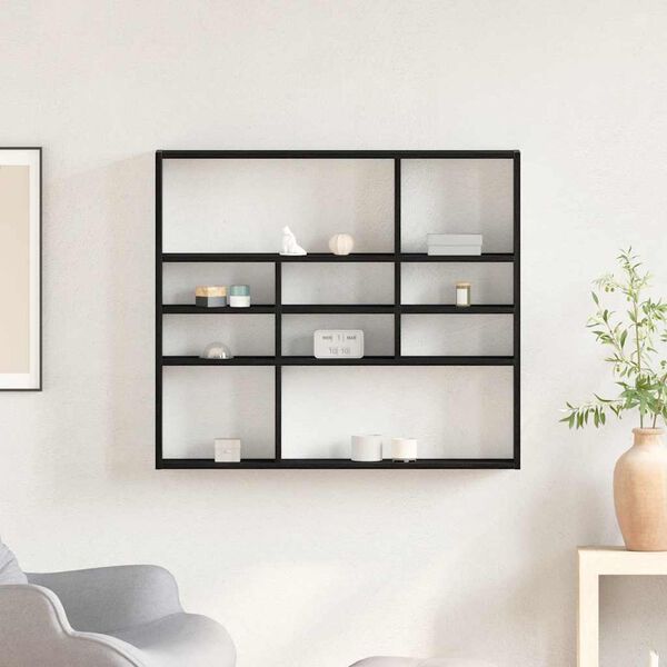 vidaXL Scaffale a Parete Rovere Nero 90x16x78 cm Legno Multistrato