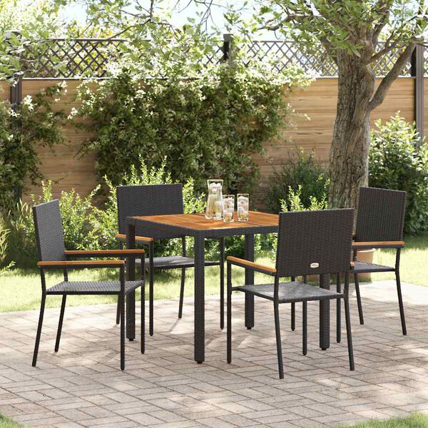 vidaXL Set da Pranzo per Giardino 5 pcs Nero e Marrone polyrattan