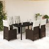 vidaXL Set Bistrò da Giardino 7 pz con Cuscini in Polyrattan Marrone