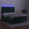 vidaXL Letto a Molle con Materasso e LED Verde Scuro 140x200cm Velluto