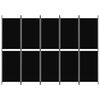 vidaXL Divisorio a 5 Pannelli Nero 250x180 cm in Tessuto