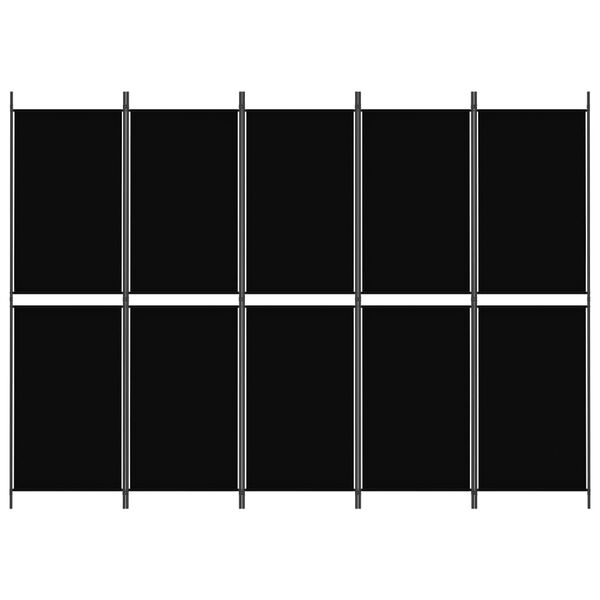 vidaXL Divisorio a 5 Pannelli Nero 250x180 cm in Tessuto