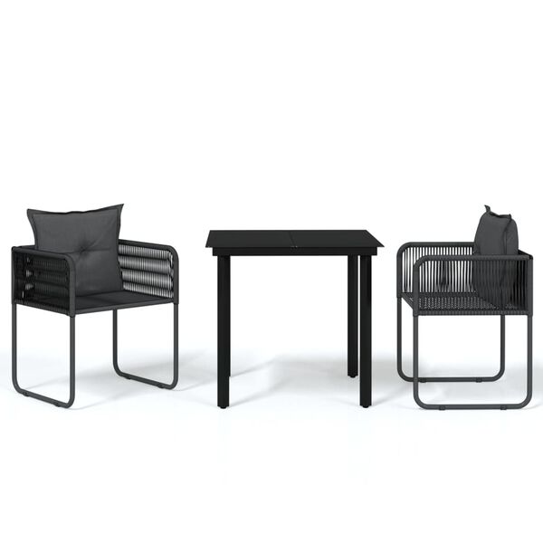 vidaXL Set da Pranzo da Giardino 3 pz Nero