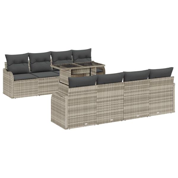 vidaXL Set Divano da Giardino 7 pcs Grigio chiaro polyrattan