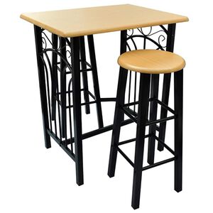 vidaXL Tavolo e Sgabelli da Bar Set 3 pz in Legno e Acciaio