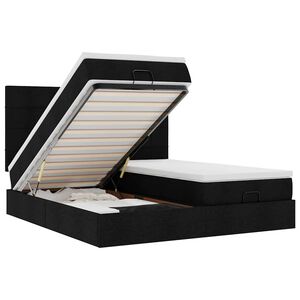 vidaXL Struttura Letto Pouf con Materassi Nero 160x200 cm in Tessuto