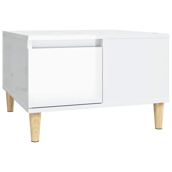 vidaXL Tavolino Salotto Bianco Lucido 55x55x36,5 cm Legno Multistrato