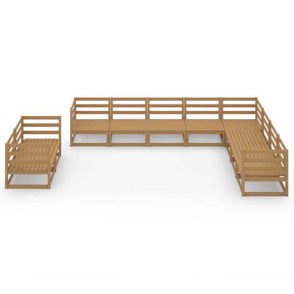 vidaXL Set Divani da Giardino 10 pz Marrone Ambra Legno Massello Pino
