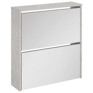 vidaXL Scarpiera con Specchio a 2 Livelli Grigio cemento 63x17x67 cm