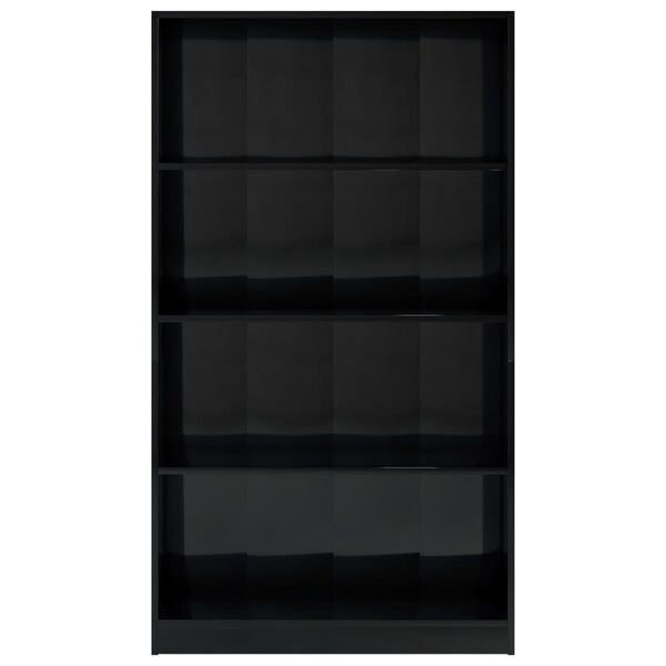 vidaXL Libreria 4 Ripiani Nero Lucido 80x24x142 cm Legno Multistrato