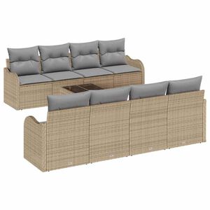 vidaXL Set Divano da Giardino 9 pz 8-Numero di posti Beige e grigio