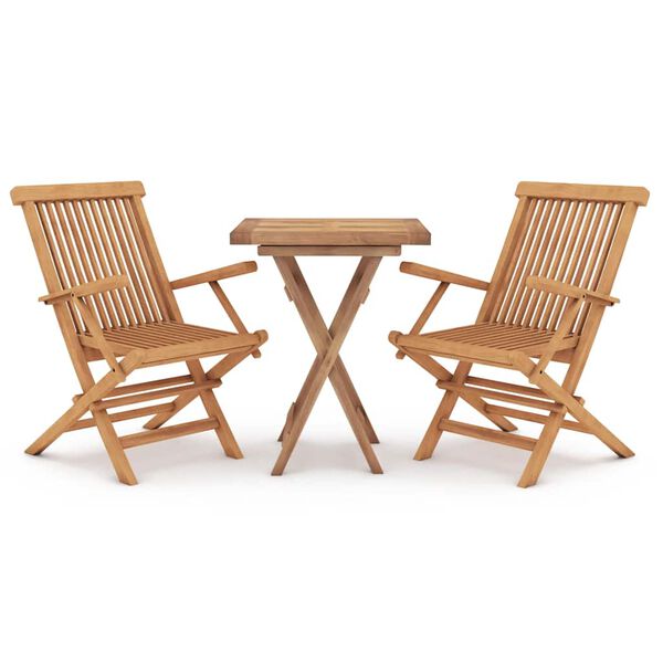 vidaXL Set da Pranzo per Giardino 3 pz in Legno Massello di Teak