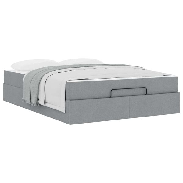vidaXL Struttura letto con materasso 2 pcs Grigio chiaro Tessuto