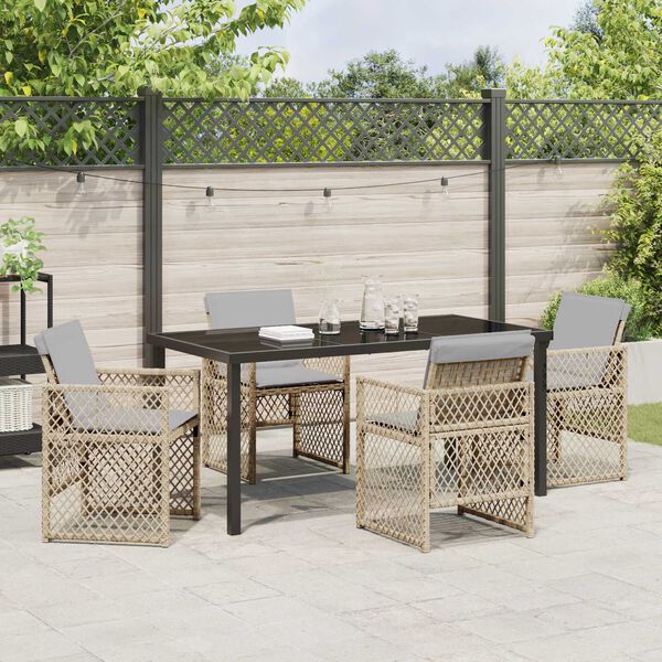 vidaXL Set da Pranzo per Giardino 5 pcs Beige polyrattan