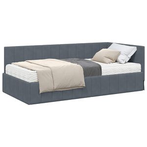 vidaXL Struttura Letto Angolare con Materasso 2 pcs Grigio Velluto