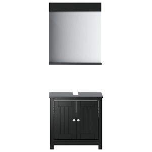 vidaXL Set Mobili da Bagno 2 pz BERG Nero in Legno Massello di Pino
