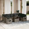 vidaXL Set Divano da Giardino 10 pz con Cuscini Grigio in Polyrattan