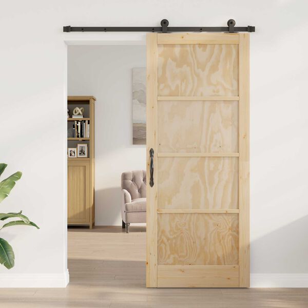 vidaXL Porta scorrevole ORKDAL Marrone 86 x 211 cm Pino massello